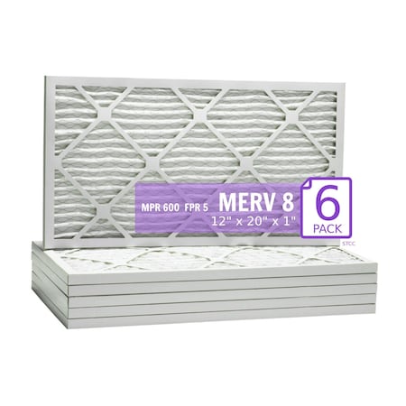 Purolator 12x20x1 Pleated Air Filter, MERV 8, 6 PK 12x20x1x1 DM (6 Pack)